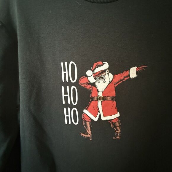 Christmas Crew Neck Sweatshirt DENIM & FLOWER HO HO HO SANTA Size Large Pullover - Picture 3 of 7